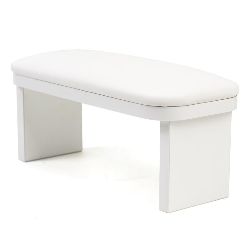 White hand rest stand on wooden legs for manicure